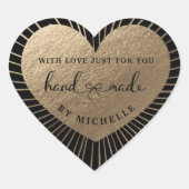 Handgemaakt met liefdesgoud hart sticker (Voorkant)