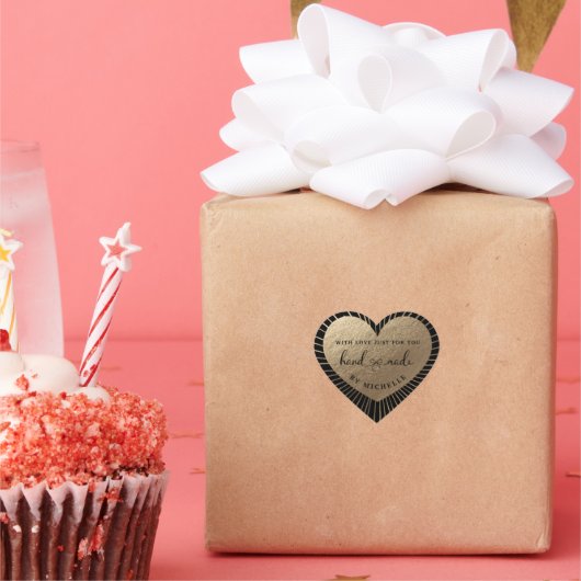 Handgemaakt met liefdesgoud hart sticker (Feest)