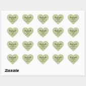 Handgemaakt met liefdesgroen script hart sticker (Vel)