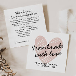 Handgemaakt met Liefdeshart Dank u Sieraden Zorg Informatiekaartje