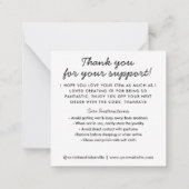 Handgemaakt met Liefdeshart Dank u Sieraden Zorg Notitiekaartje (Achterkant)