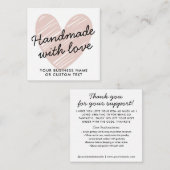 Handgemaakt met Liefdeshart Dank u Sieraden Zorg Notitiekaartje (Voorkant / Achterkant)
