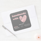 Handgemaakt met liefdeshart Logo grijs roze box Vierkante Sticker (Envelop)