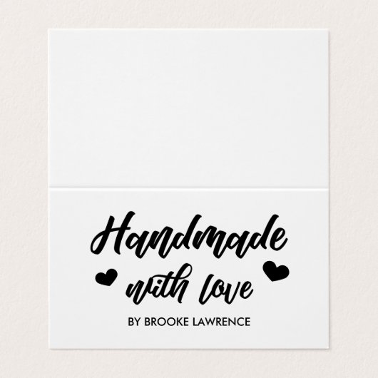 Handgemaakt met liefdeshart - Zorginstructies Visitekaartje (Buitenkant ongevouwen)