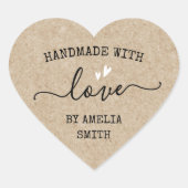 Handgemaakt met liefdesharten, aangepaste naam Kra Hart Sticker (Voorkant)