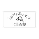 Handgemaakt met liefdesharten Aangepaste naam Rubberstempel (Afrduk)