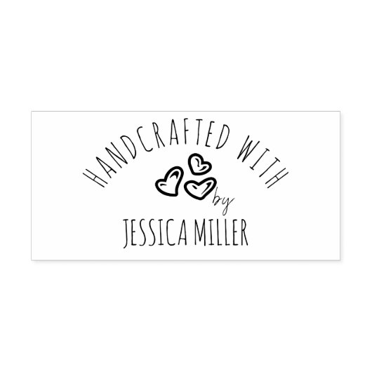 Handgemaakt met liefdesharten Aangepaste naam Rubberstempel (Afrduk)