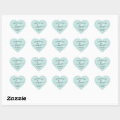 Handgemaakt met liefdesharten noem light aqua blau hart sticker (Vel)