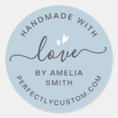 Handgemaakt met liefdesharternaam URL dusty lichtb Ronde Sticker (Voorkant)