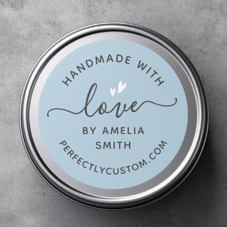 Handgemaakt met liefdesharternaam URL dusty lichtb Ronde Sticker