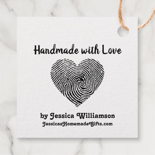 Handgemaakt met liefdeshartnaam op maat bedankjes labels (Achterkant)