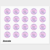 Handgemaakt met liefdeshartnaam URL roze paars Ronde Sticker (Vel)