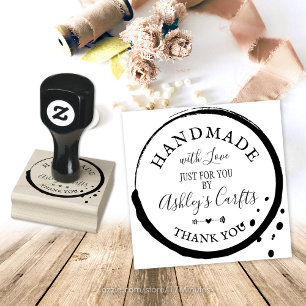 Handgemaakt met liefdesinkt vlek Dank u voor u Rubberstempel