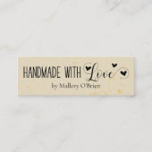 Handgemaakt met liefdeskalligrafie en -harten mini visitekaartje (Voorkant)