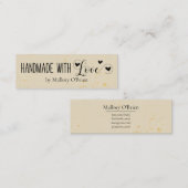 Handgemaakt met liefdeskalligrafie en -harten mini visitekaartje (Voorkant / Achterkant)