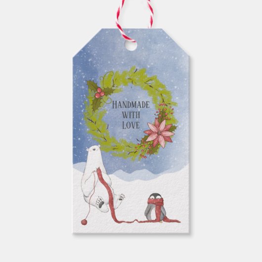 Handgemaakt met liefdeskerst cadeaulabel (Voorkant)