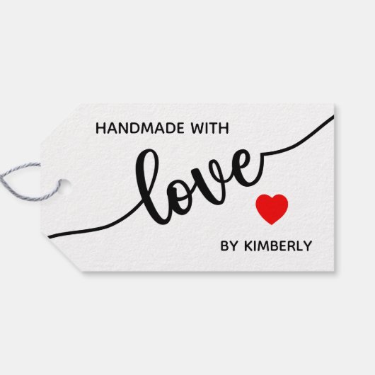 Handgemaakt met liefdesminimalistische cadeauLabel (Achterkant Horizontaal)