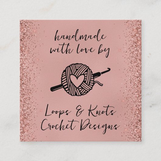 Handgemaakt met liefdesplein vierkante visitekaartje (Voorkant)