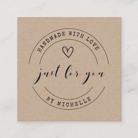 handgemaakt met liefdesscript bedankt kaart (Voorkant)