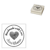 Handgemaakt met liefdesstempel Heart Name (Aangepa Rubberstempel (Gestempeld)