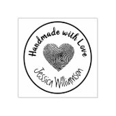 Handgemaakt met liefdesstempel Heart Name (Aangepa Rubberstempel (Afrduk)