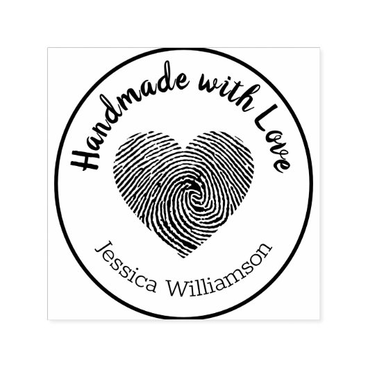 Handgemaakt met liefdesstempel Heart Name (Aangepa Zelfinktende Stempel (Design)