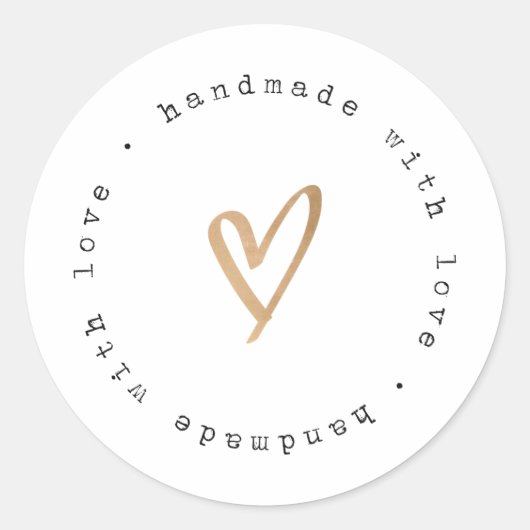 Handgemaakt met liefdesstickers ronde sticker (Voorkant)