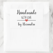 Handgemaakt met liefdeswitscript, aangepast rechthoekige sticker (Tas)