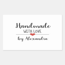 Handgemaakt met liefdeswitscript, aangepast rechthoekige sticker