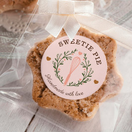 Handgemaakt met Love Bakery Whisk Logo Classic Rou Ronde Sticker