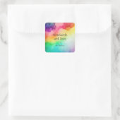 Handgemaakt met Love Beauful Rainbow-kleuren Vierkante Sticker (Tas)