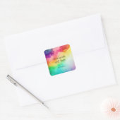 Handgemaakt met Love Beauful Rainbow-kleuren Vierkante Sticker (Envelop)