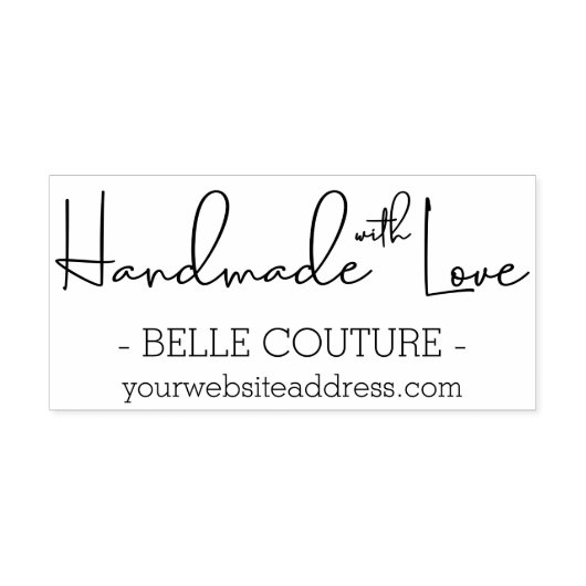 Handgemaakt met Love Bedrijfsnaam & Website Rubberstempel (Afrduk)