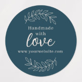 Handgemaakt met Love-Benzine-blauwe sticker (Design 2)