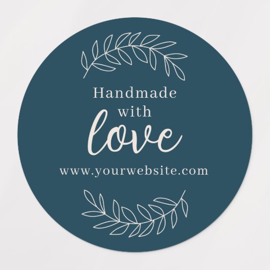 Handgemaakt met Love-Benzine-blauwe sticker (Design 1)