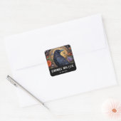 Handgemaakt met Love Black Raven Dark Gothic Vierkante Sticker (Envelop)