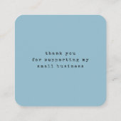 Handgemaakt Met Love blauw elegant script Vierkante Visitekaartje (Achterkant)