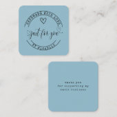 Handgemaakt Met Love blauw elegant script Vierkante Visitekaartje (Voorkant / Achterkant)