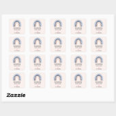 Handgemaakt met Love Blue Rainbow Boho Vierkante Sticker (Vel)