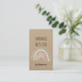 Handgemaakt met Love Boho Rainbow Kraft Paper Rust Visitekaartje (Staand voorkant)