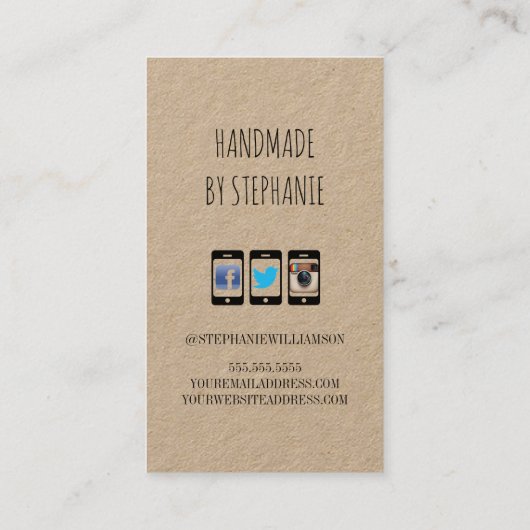 Handgemaakt met Love Boho Rainbow Kraft Paper Rust Visitekaartje (Achterkant)