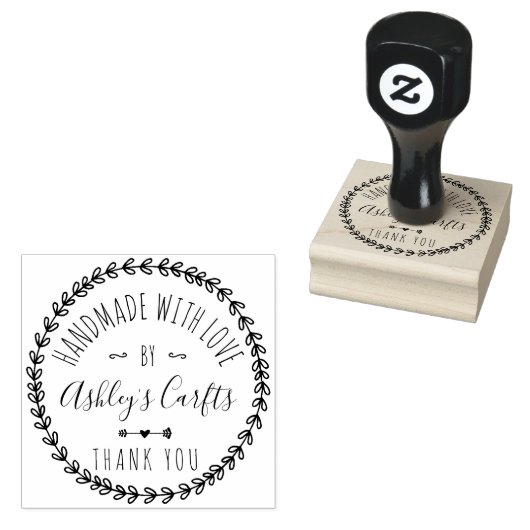 Handgemaakt met Love boho rustic Bedankt Rubberstempel (Gestempeld)