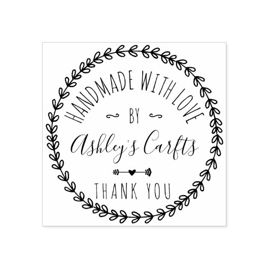 Handgemaakt met Love boho rustic Bedankt Rubberstempel (Afrduk)