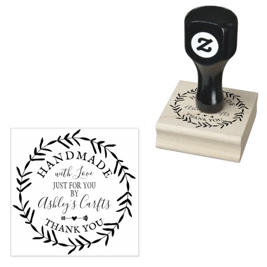 Handgemaakt met Love boho rustic Bedankt voor je Rubberstempel (Gestempeld)