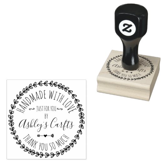 Handgemaakt met Love boho rustic Hartelijk dank Ru Rubberstempel (Gestempeld)