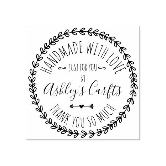 Handgemaakt met Love boho rustic Hartelijk dank Ru Rubberstempel (Afrduk)