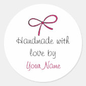 Handgemaakt met Love Bow Sticker (Voorkant)