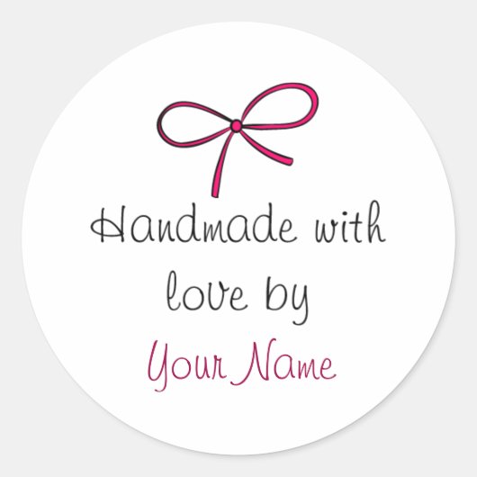 Handgemaakt met Love Bow Sticker (Voorkant)