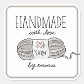 Handgemaakt met Love Breigaren Vierkante Sticker (Voorkant)
