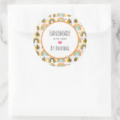 Handgemaakt met Love Bumble Bee en Rainbows Patter Ronde Sticker (Tas)